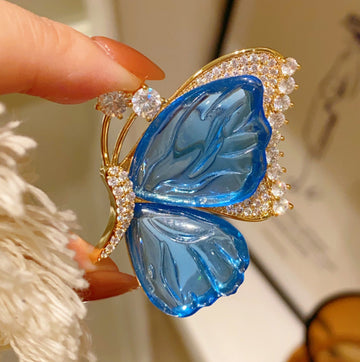 XSB142 - Blue wing butterfly brooch